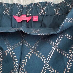 Isaac Mizrahi Navy and Pink Leaf Skirt